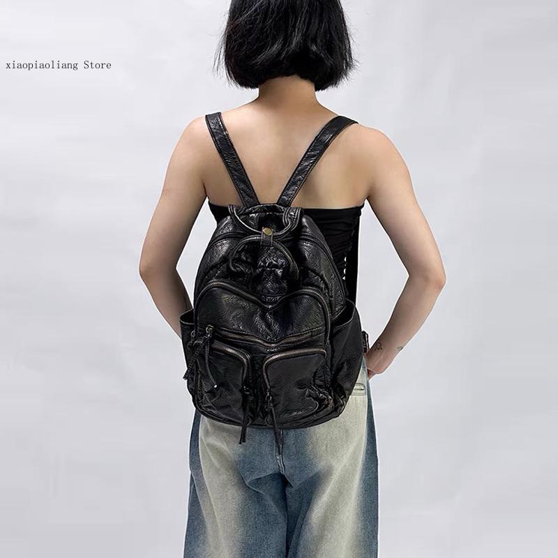 Luxury Soft Washed Pu Leather  - Leather Backpack Vintage avis et prix