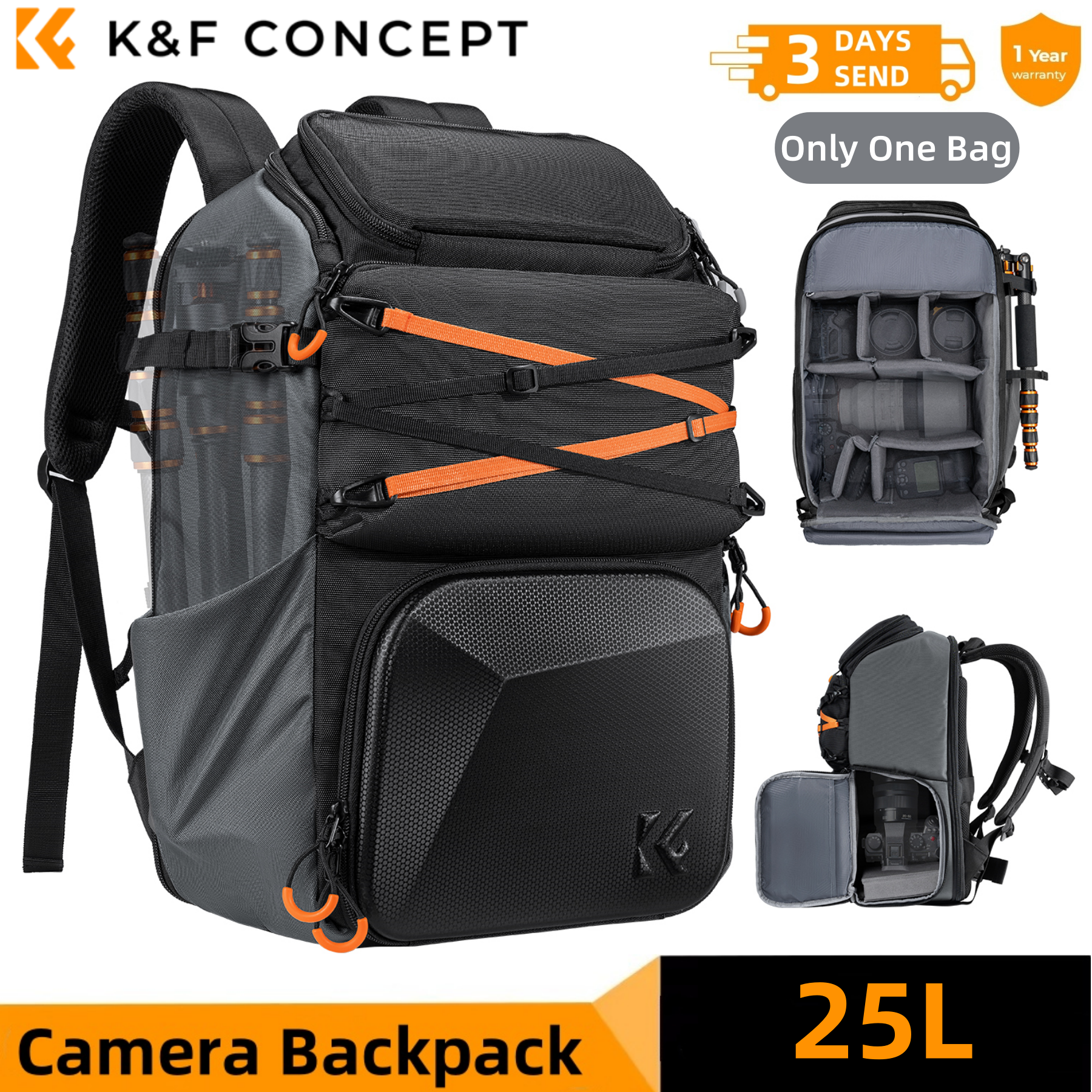K&F CONCEPT 25L Outdoor Camera - Rain Cover Backpack avis et prix