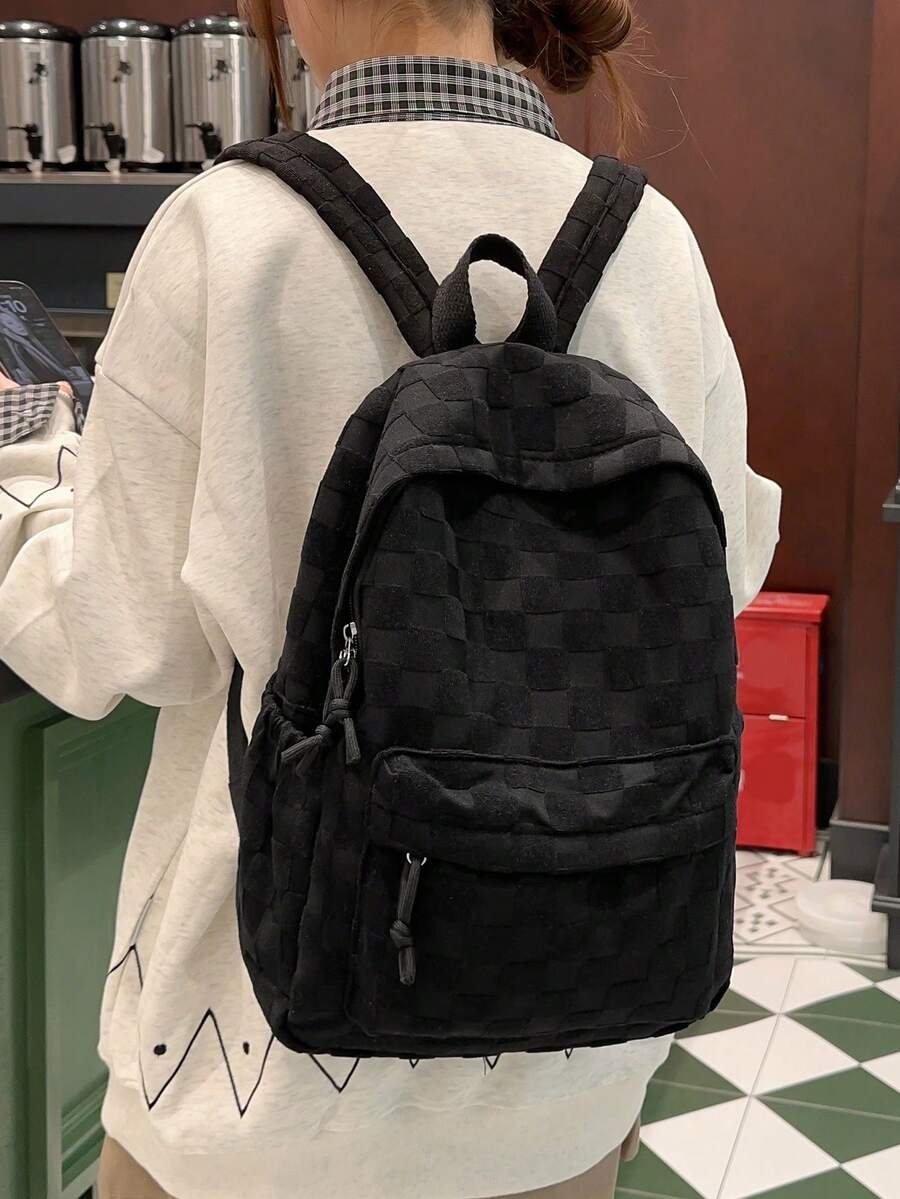 Womens Patchwork Plaid Faux Fu - Fashion Backpack Women avis et prix