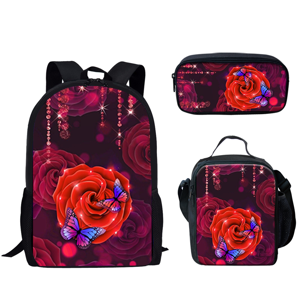 Gothic Red Rose Design Print 3 - School Backpack Teen avis et prix