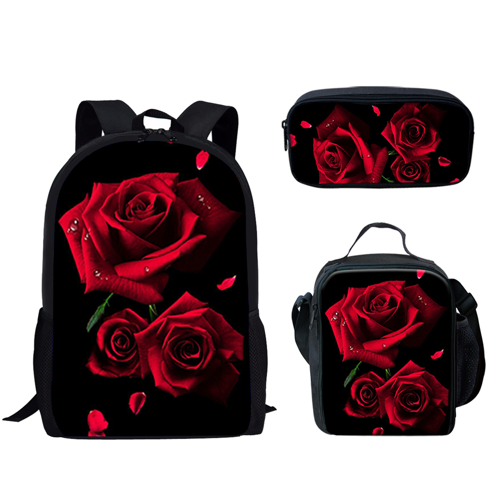 Gothic Red Rose Design Print 3 - School Backpack Teen avis et prix