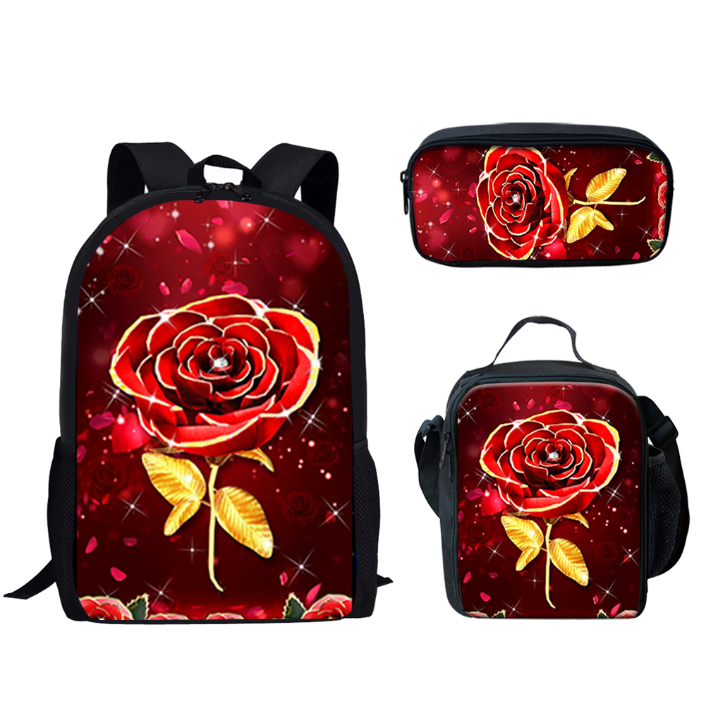 Gothic Red Rose Design Print 3 - School Backpack Teen avis et prix