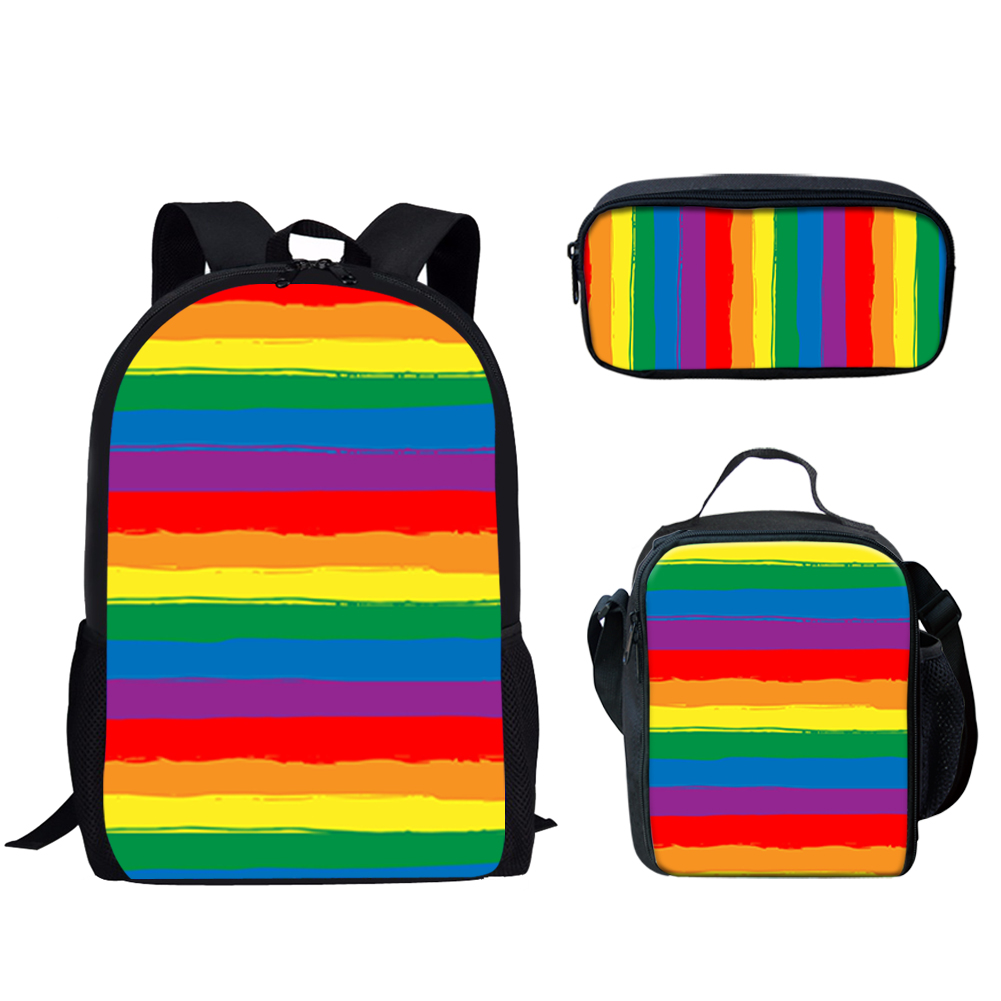 Rainbow Pride Stripes Print 3S - School Backpack Teen avis et prix