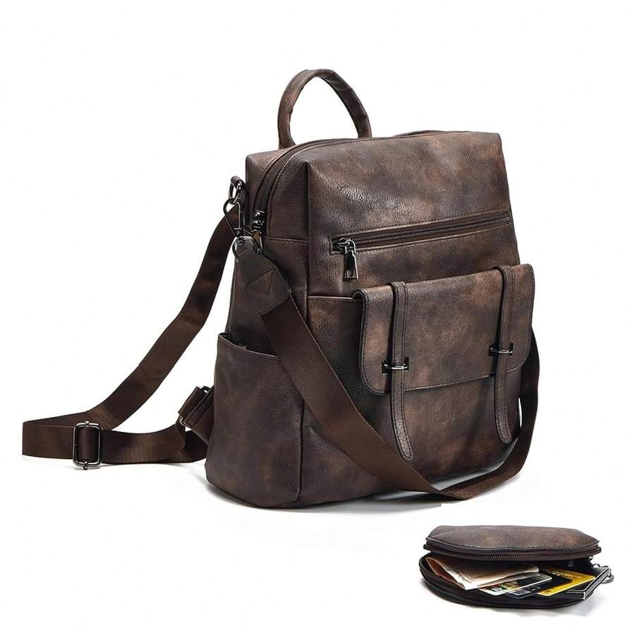 Women Fashion Vintage Brown PU - Laptop Backpack 15.6 avis et prix