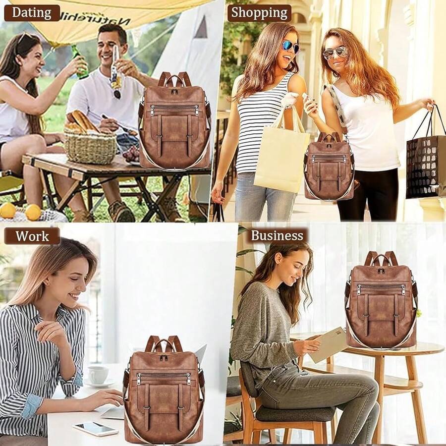 Women Fashion Vintage Brown PU - Laptop Backpack 15.6 avis et prix