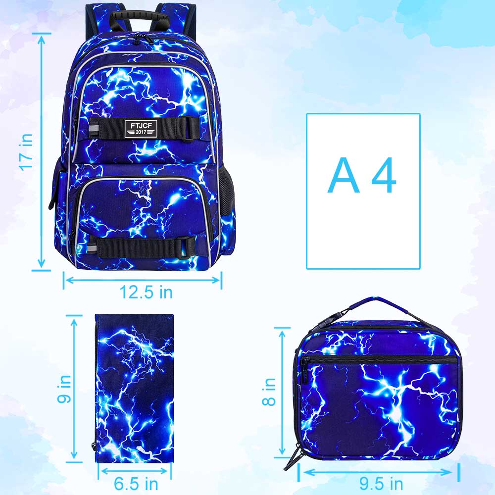 3PCS Lightning boys Backpack,  - School Backpack Teen avis et prix