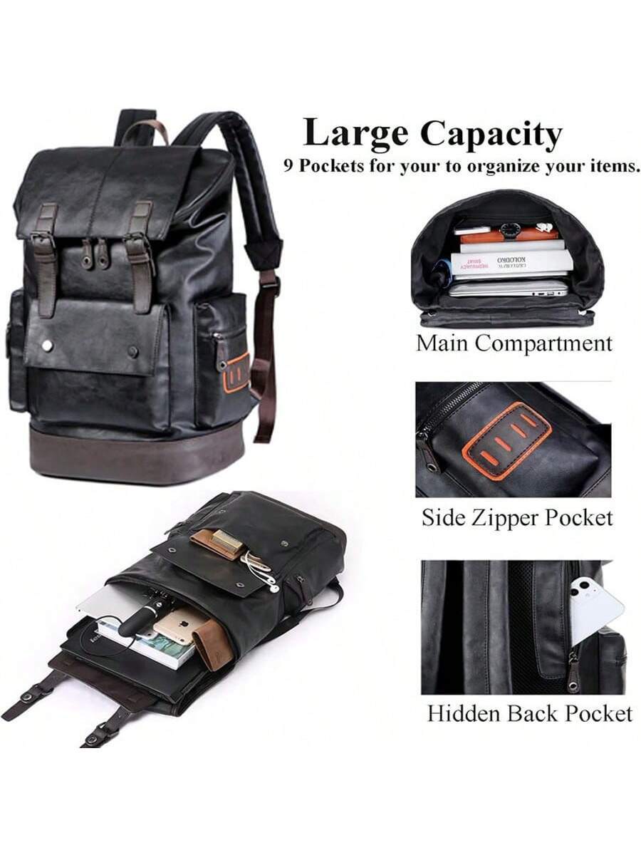 Vintage Black Leather Laptop B - Leather Backpack Vintage avis et prix