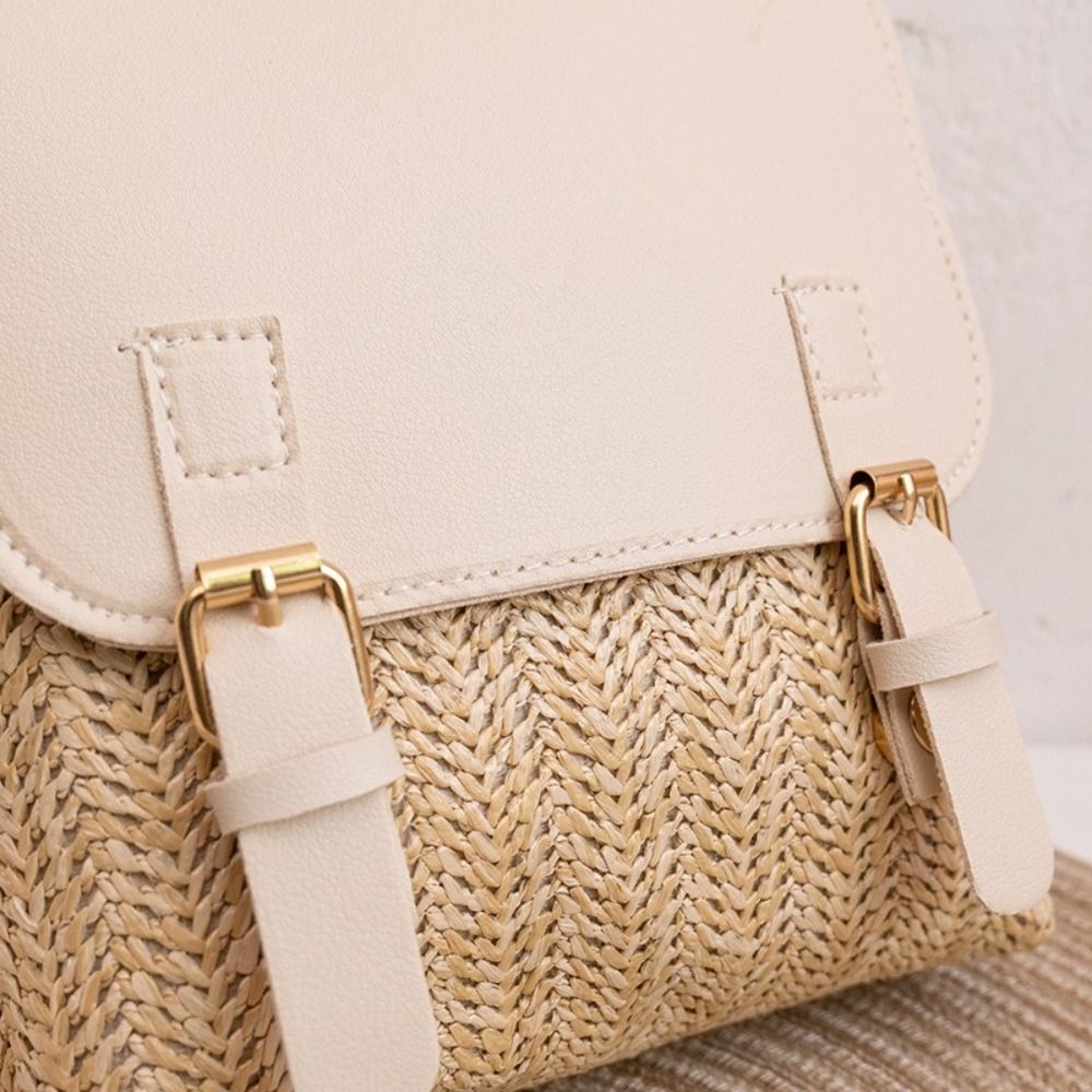 Fashion PU Leather Straw Backp - Leather Backpack Vintage avis et prix