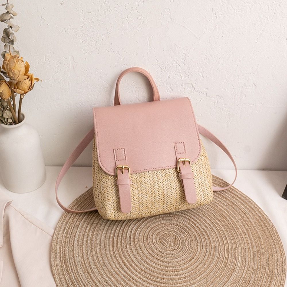 Fashion PU Leather Straw Backp - Leather Backpack Vintage avis et prix
