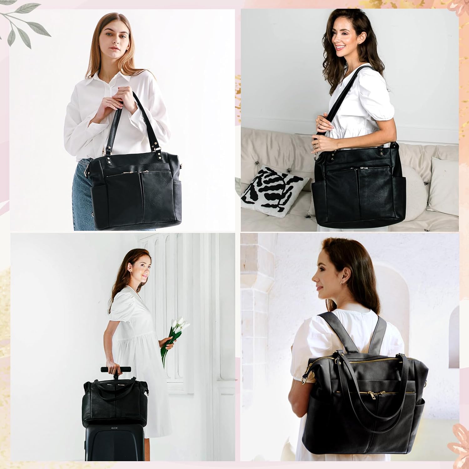 4-in-1 Leather Diaper Bag Back - Backpack Diaper Bag avis et prix